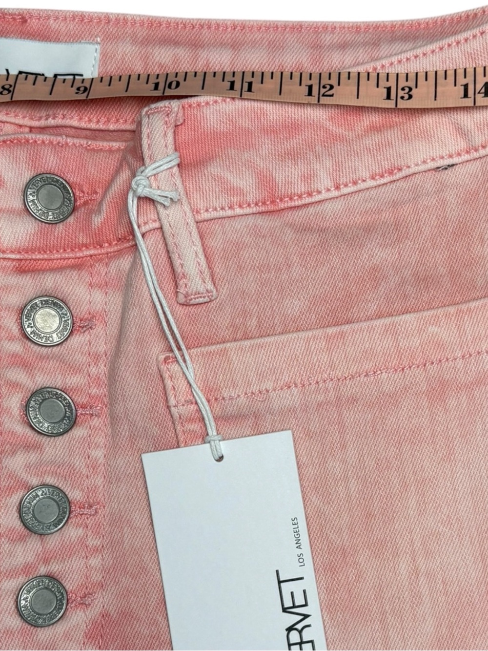 VERVET Pink Acid Wash Wide Leg Raw Hem Jeans Size 30 NWT - Picture 5 of 9